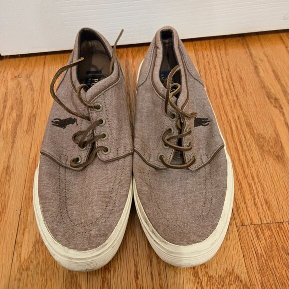 Mens Polo Ralph Lauren Size 8 Faxon Low Sneakers Chambray suede upper and fabric - Picture 2 of 7